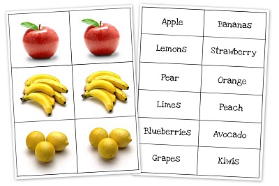 Карточки для развития детей с фруктами и овощами на английском языке
